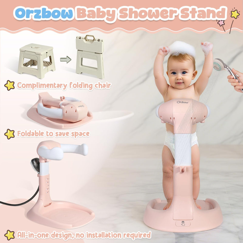 Orzbow baby shower stand travel-friendly design fits small bathrooms
