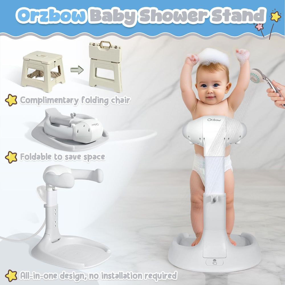 Orzbow baby shower stand triangular base enhances bath-time stability