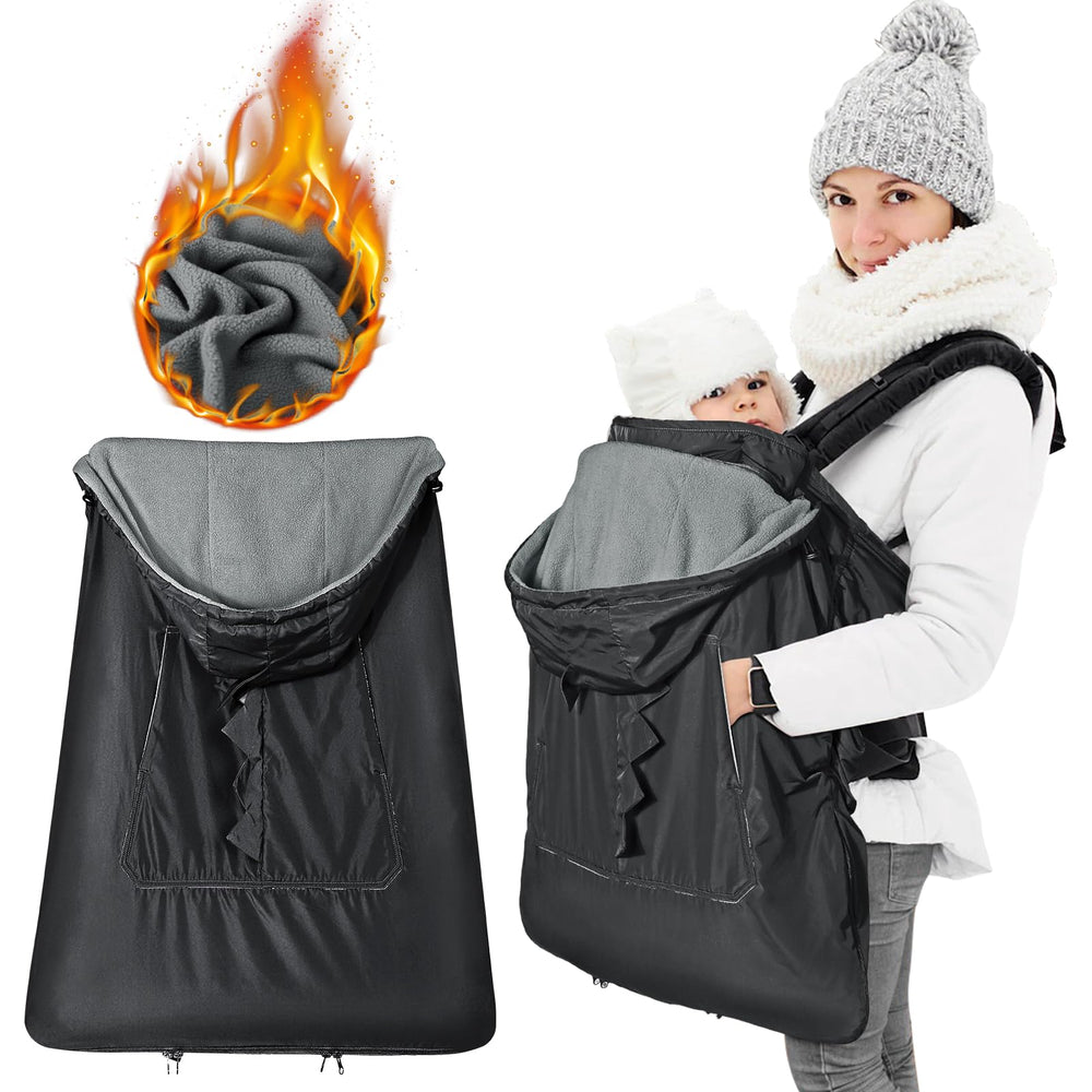 Orzbow baby winter carrier cover with detachable hood for flexible warmth.