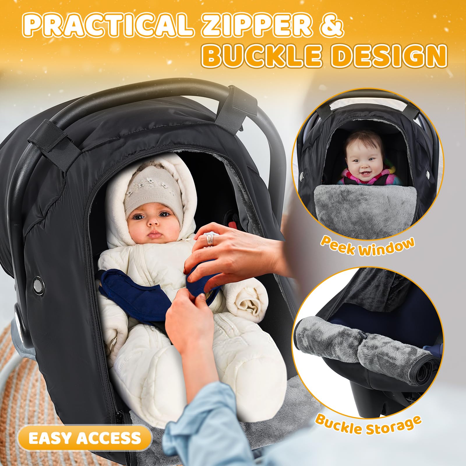 Orzbow breathable infant canopy promotes airflow while shielding from sun and drafts.