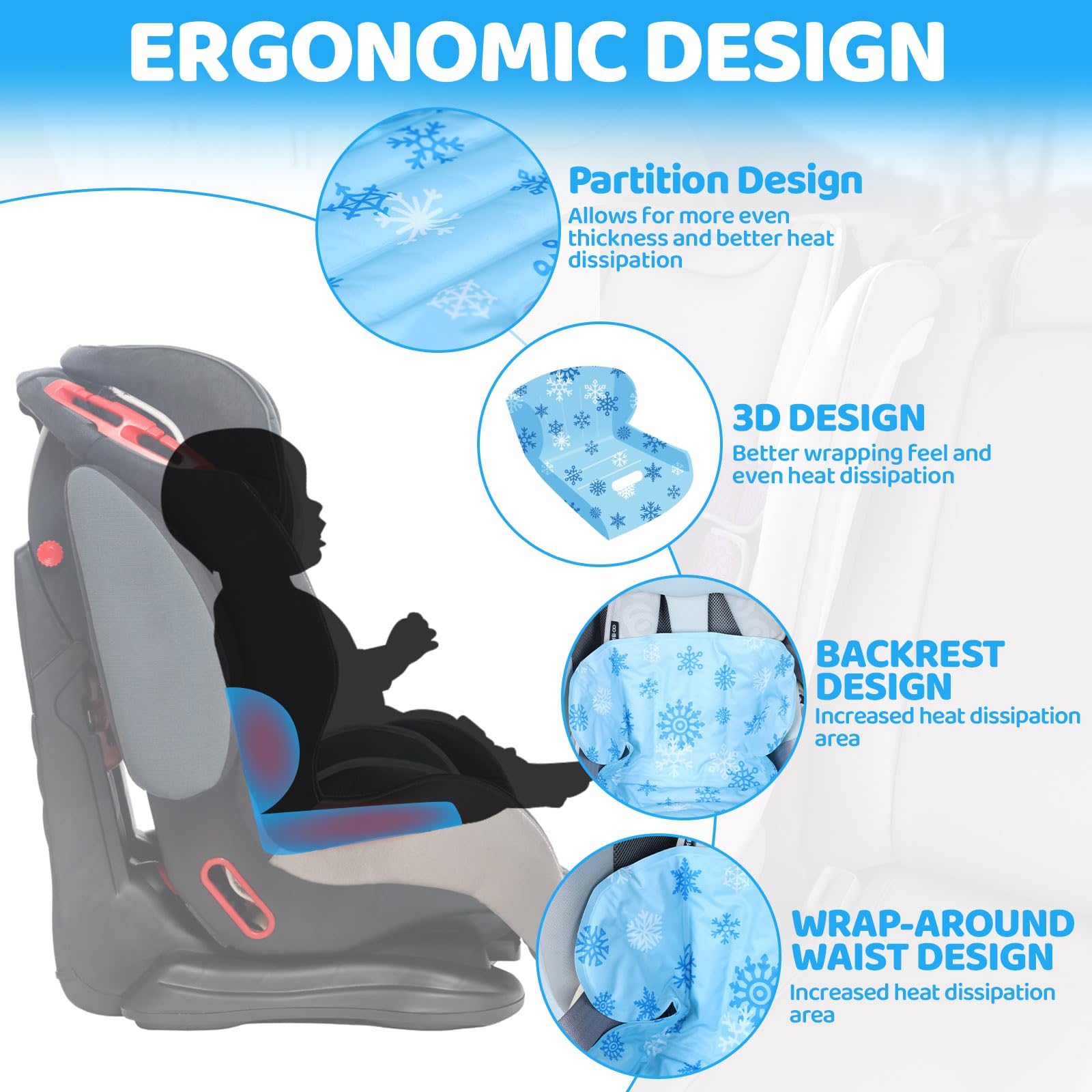 Orzbow car seat cooling pad demonstration highlights easy wipe-clean care.