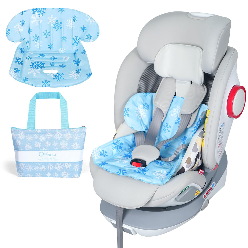 Orzbow car seat cooling pad close-up shows cozy dual-surface fabrics and non-toxic cooling gel for comfort.