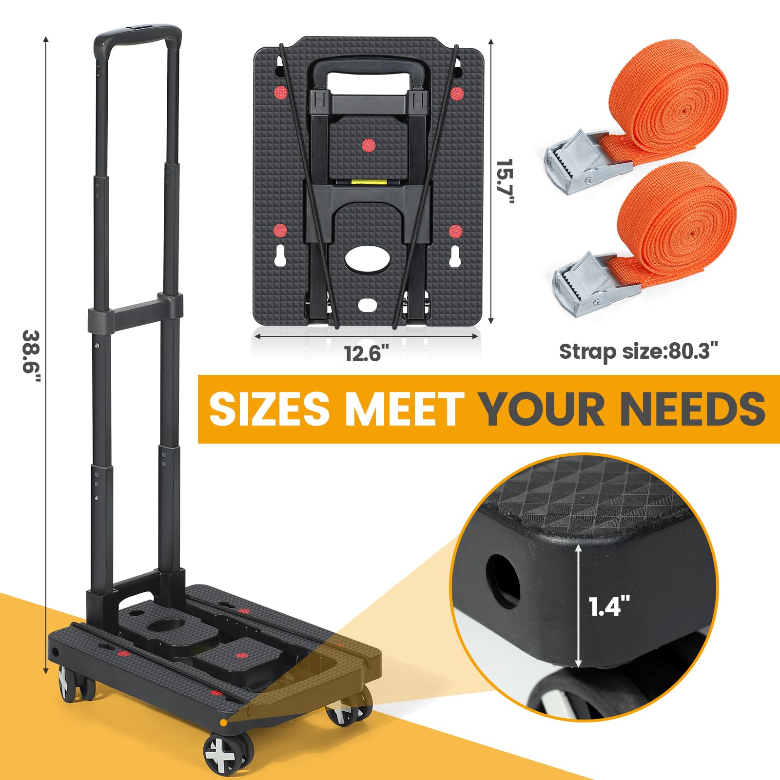 Orzbow car seat dolly-folded-compact for easy stowage in trunks or backpacks