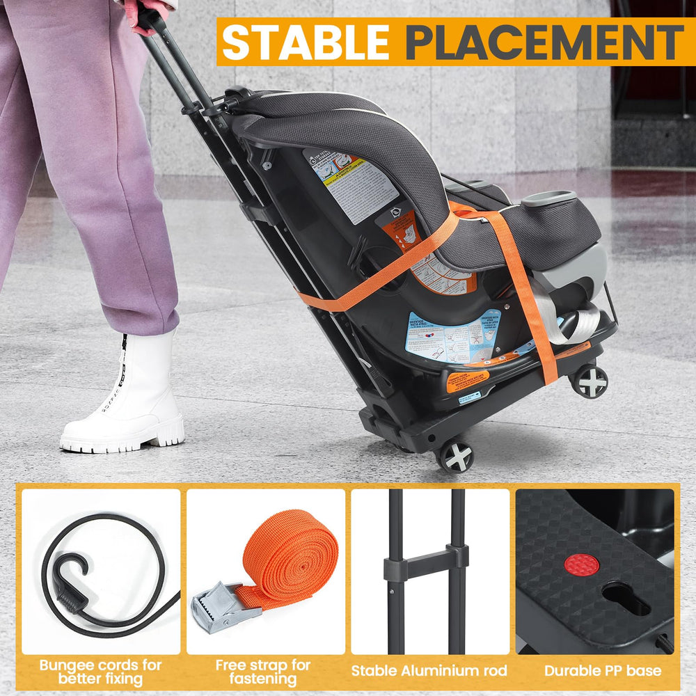 Orzbow car seat dolly-secure straps stabilizing gear for safe airport movements