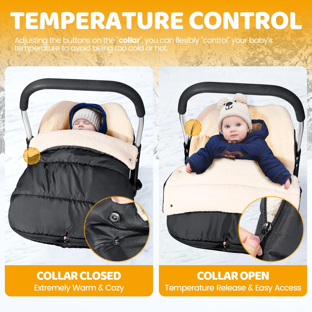 Orzbow car seat footmuff zipper detail highlights easy bottom access for quick diaper checks