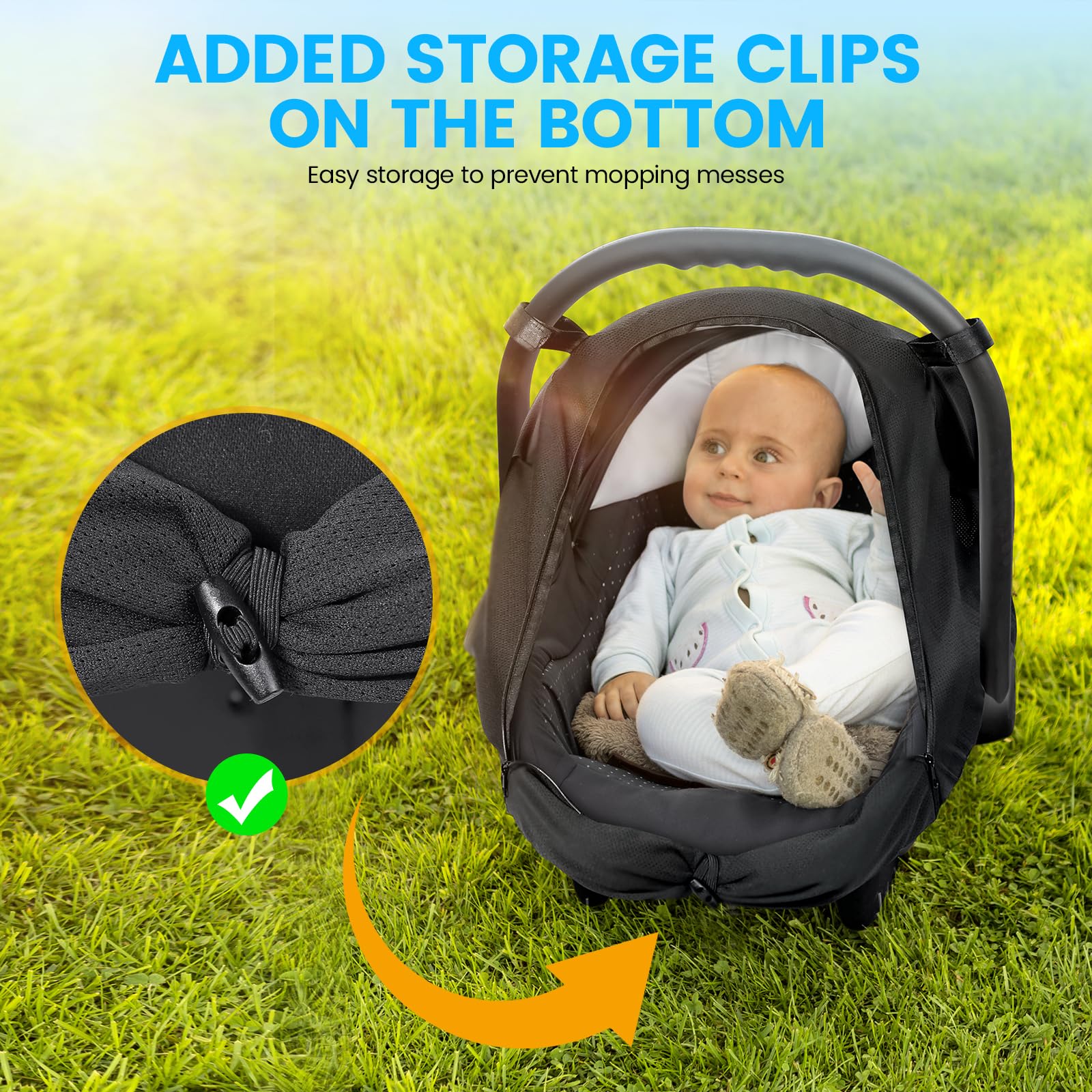 Orzbow car seat sun shade cover storage bag keeps it compact when not in use.