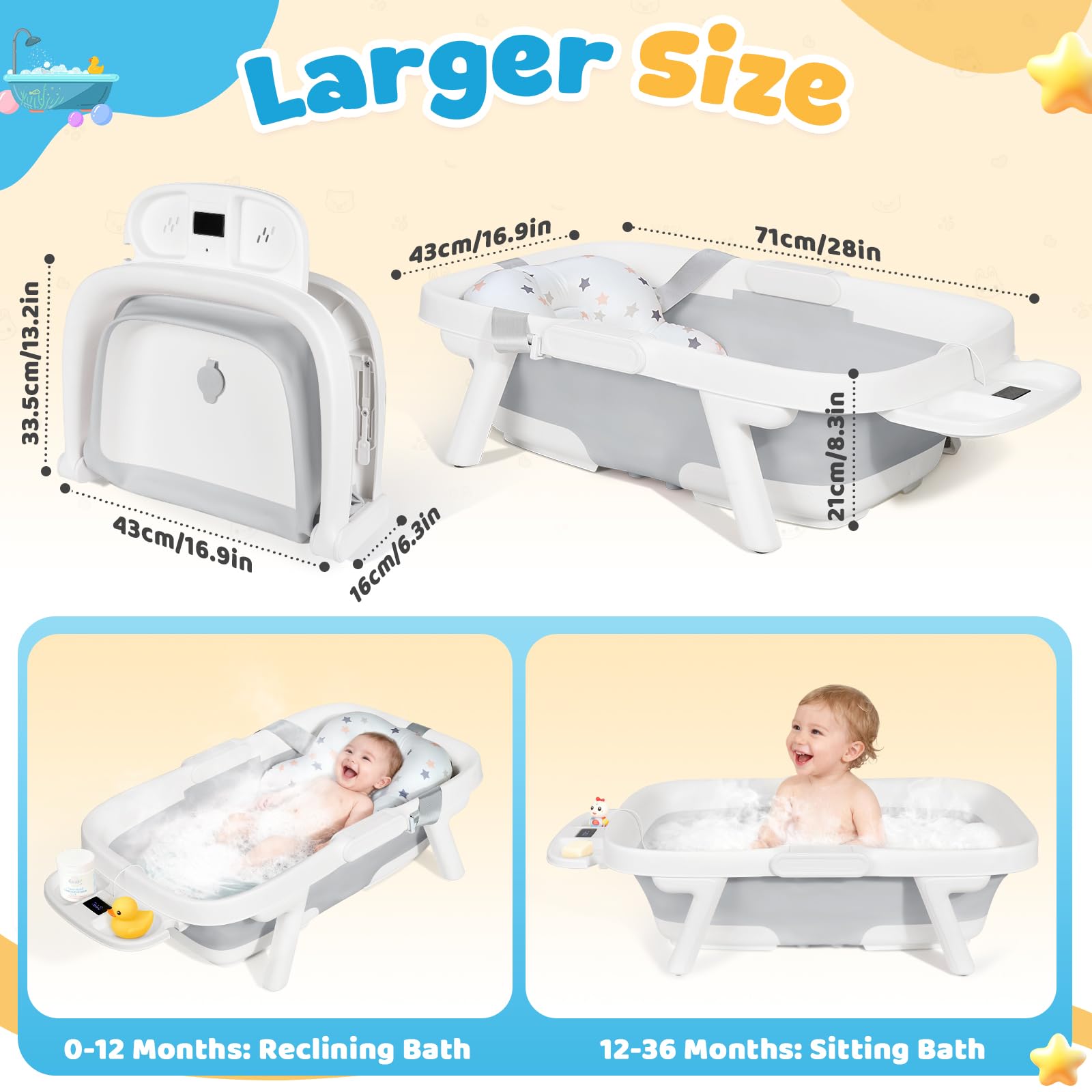 Orzbow tub features a soft cushion supporting baby's spine