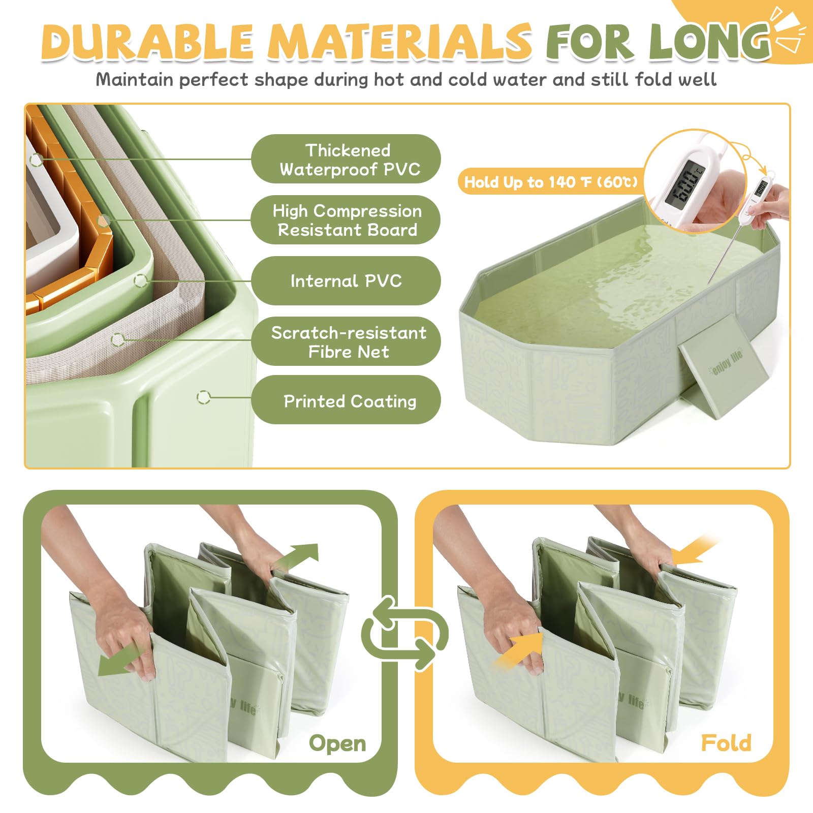Orzbow collapsible baby bathtub easy setup unfolds for quick bath time.