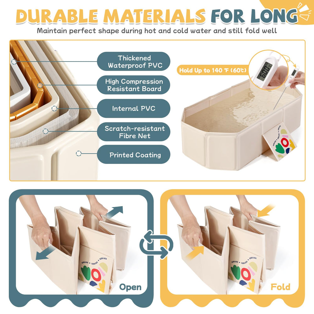Orzbow collapsible baby bathtub heat-resistant design handles warm and cool baths