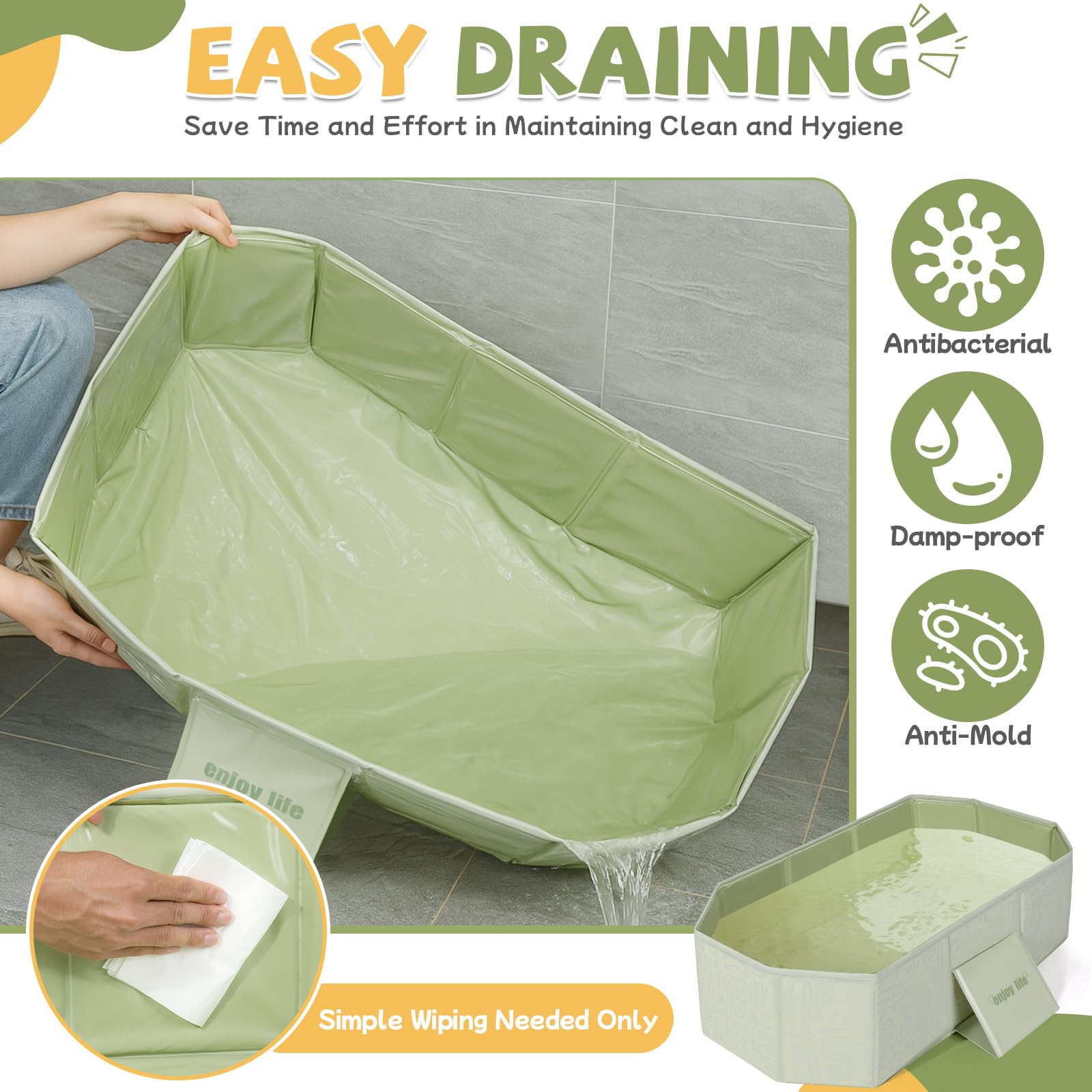 Orzbow collapsible baby bathtub stable base with wide plate prevents slipping.