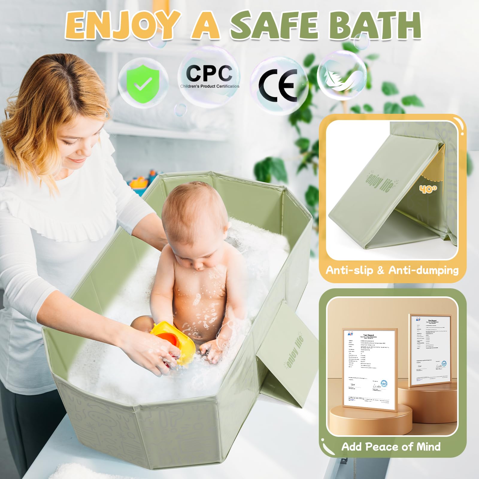 Orzbow collapsible baby bathtub travel storage fits small spaces and trips.