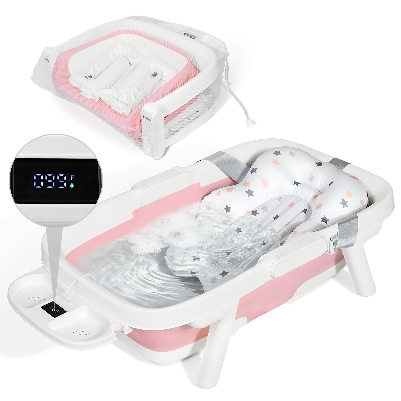 Orzbow collapsible baby bath tub with unfolded space for comfortable baths.