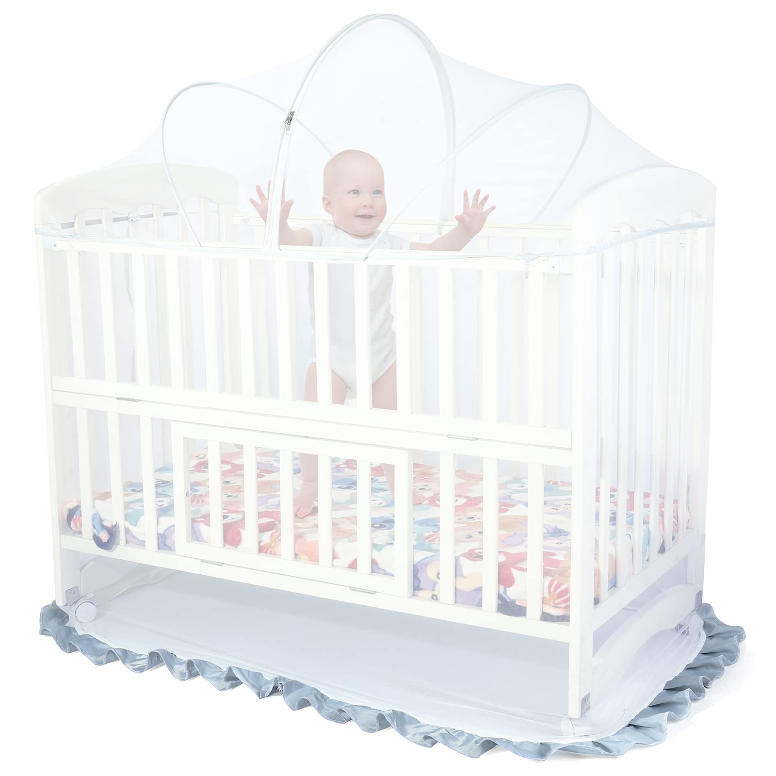 Orzbow crib net front view shows sturdy frame for safer sleep and airflow