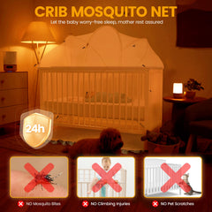 Orzbow crib net side view highlights easy access two-way zipper for quick checks