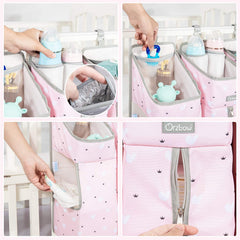 Orzbow crib-wall diaper organizer mounted with hooks for nursery use