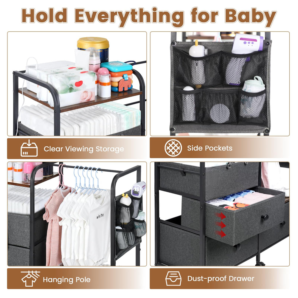 Orzbow detachable diaper bag slide-out enables easy on-the-go changes