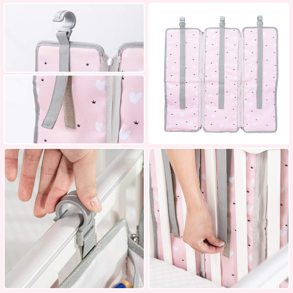 Orzbow removable panel diaper caddy attached to crib for easy access