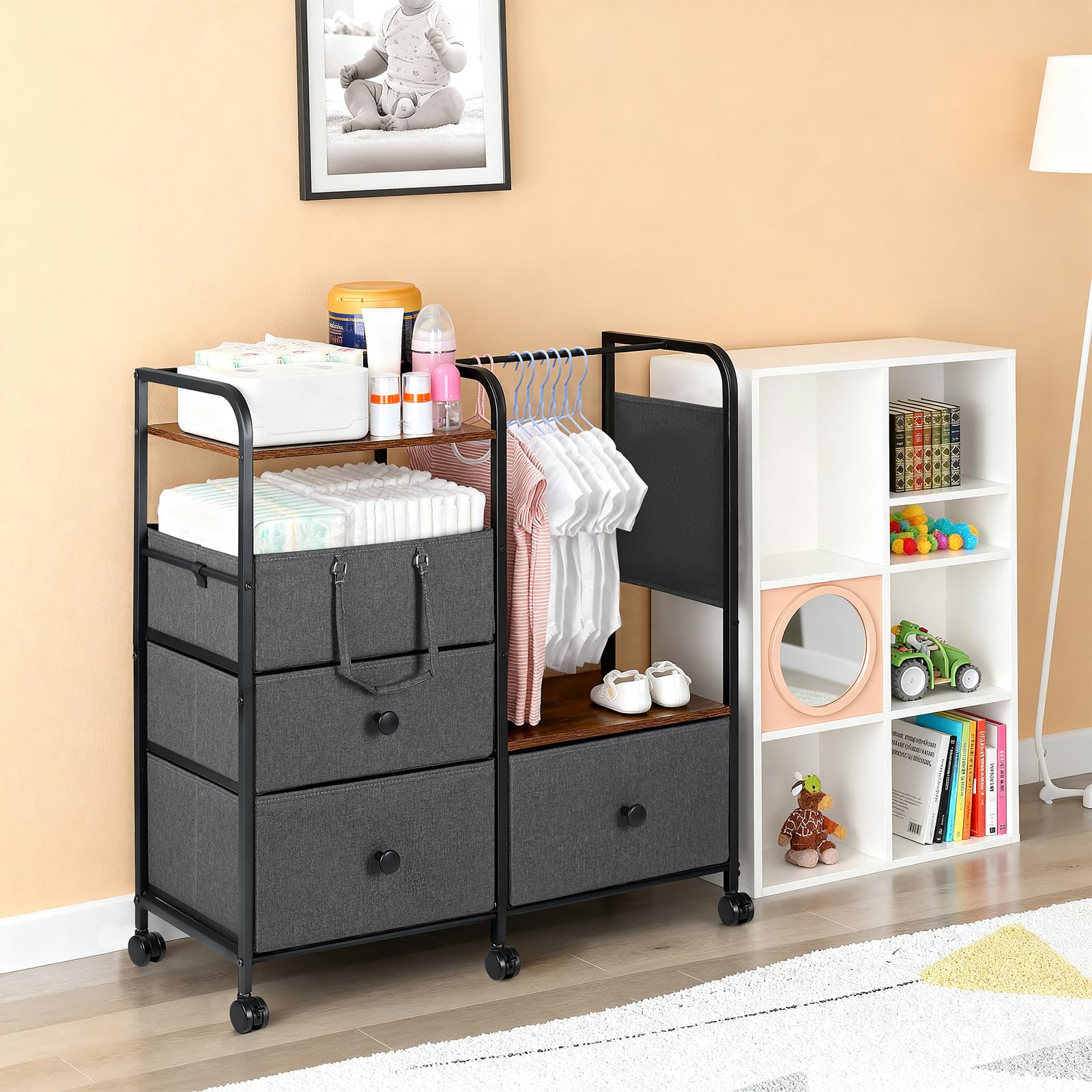 Orzbow easy-assembly nursery cart aids quick setup
