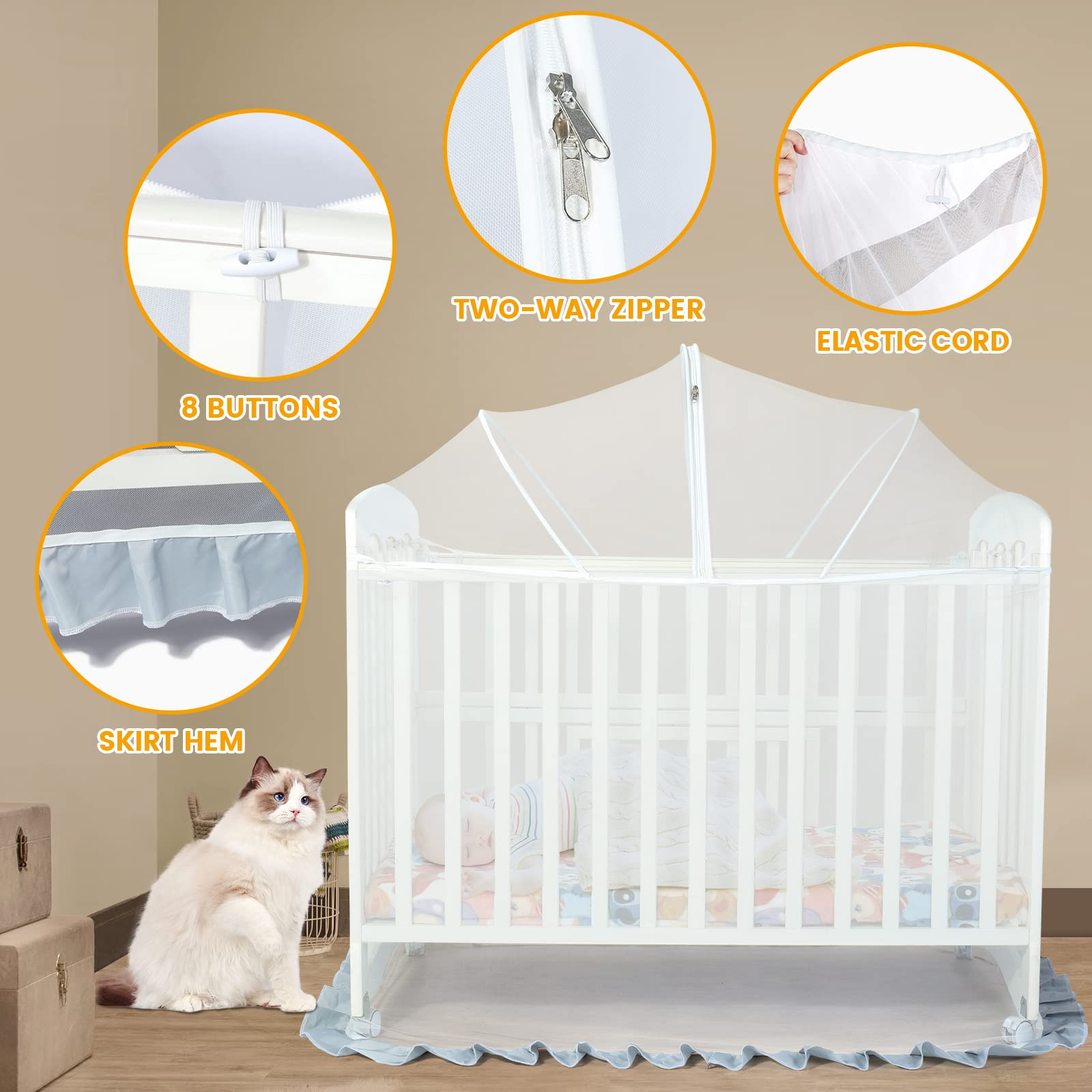 Orzbow elastic edge fit demonstrates universal crib compatibility and snug installation