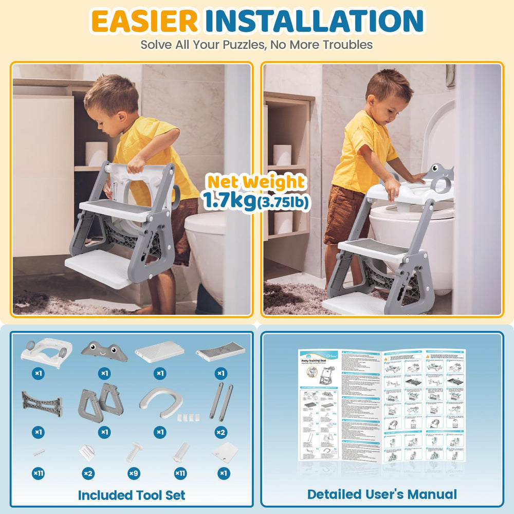 Orzbow foldable 2-in-1 ladder showcases travel-friendly versatility.