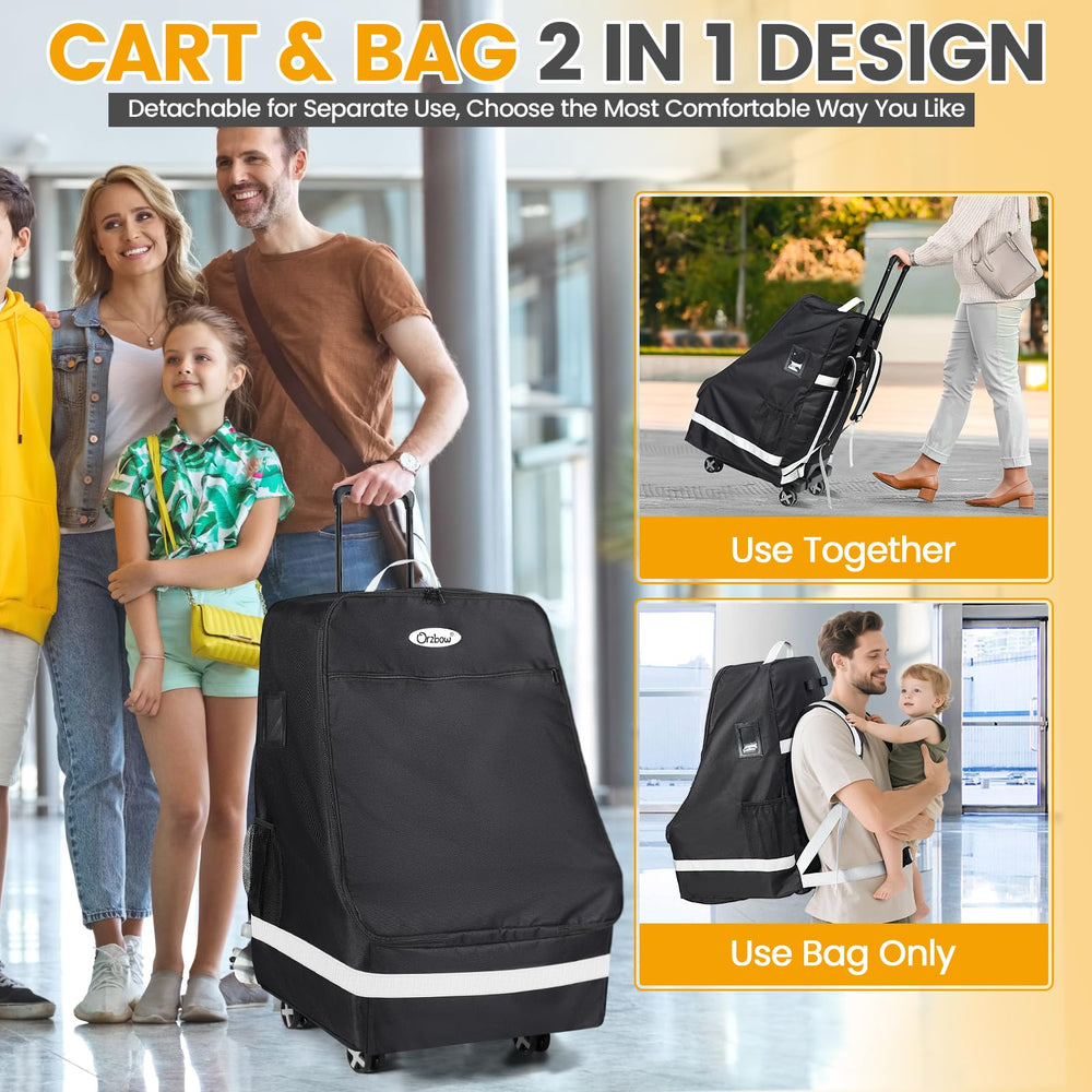 Orzbow foldable car seat cart with wheels enables smooth, hands-free transport through terminals