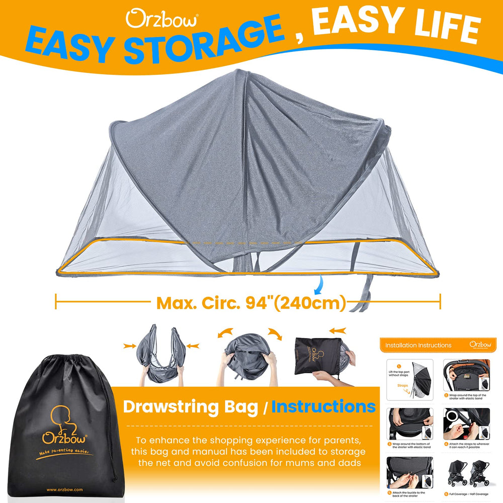 Orzbow foldable travel bug net fits compactly in a basket