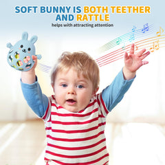 Orzbow food-grade silicone teether blue highlights safe chewing material for infants.