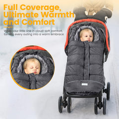 Orzbow footmuff coral fleece lining keeps baby warm and comfy on chilly strolls