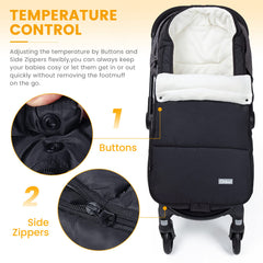 Orzbow Footmuff coral fleece lining delivers cozy warmth for chilly stroller rides