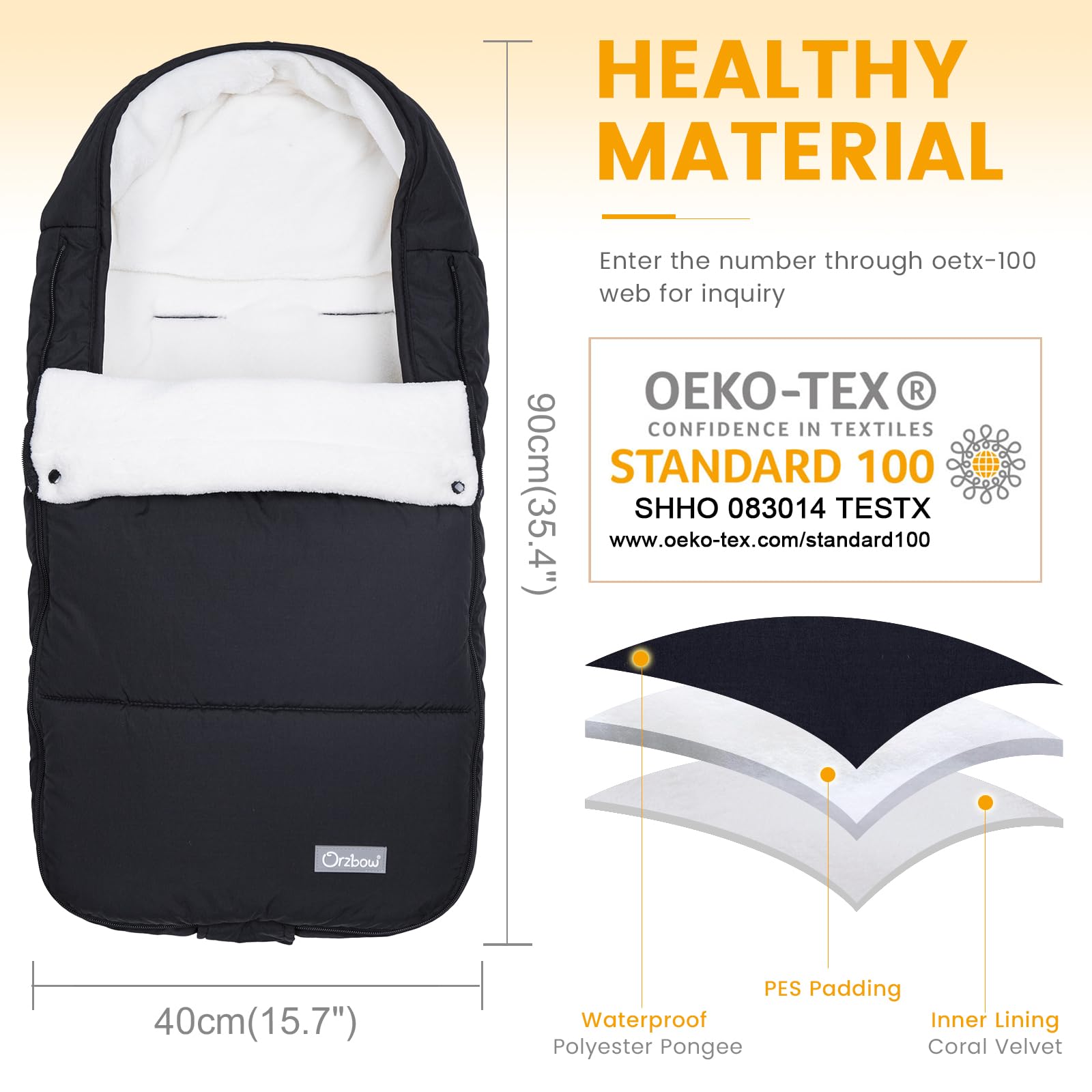 Orzbow Footmuff five harness slots secure placement for safe outings