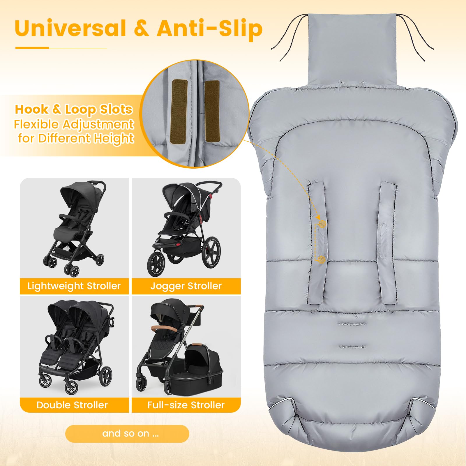 Orzbow footmuff-hood-drawstring blocks cold wind around baby's head.