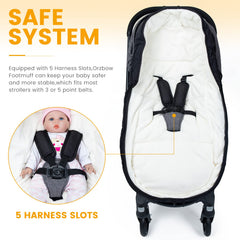 Orzbow Footmuff universal fit and five harness slots suit most strollers and car seats