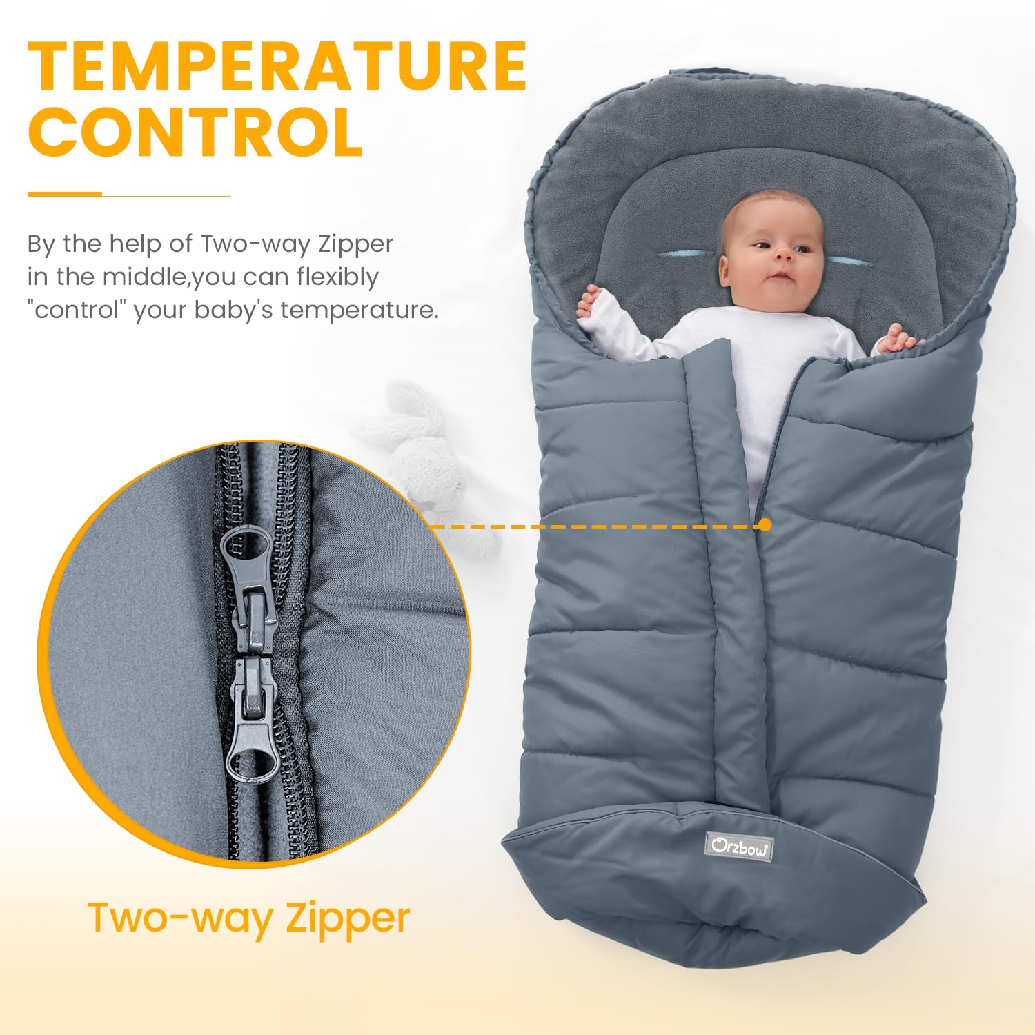 Orzbow footmuff universal fit harness slots ensure secure stroller compatibility