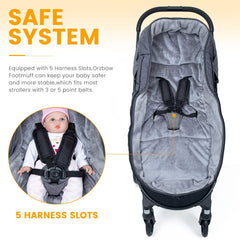 Orzbow Footmuff universal fit with harness slots compatibility for strollers and car seats.