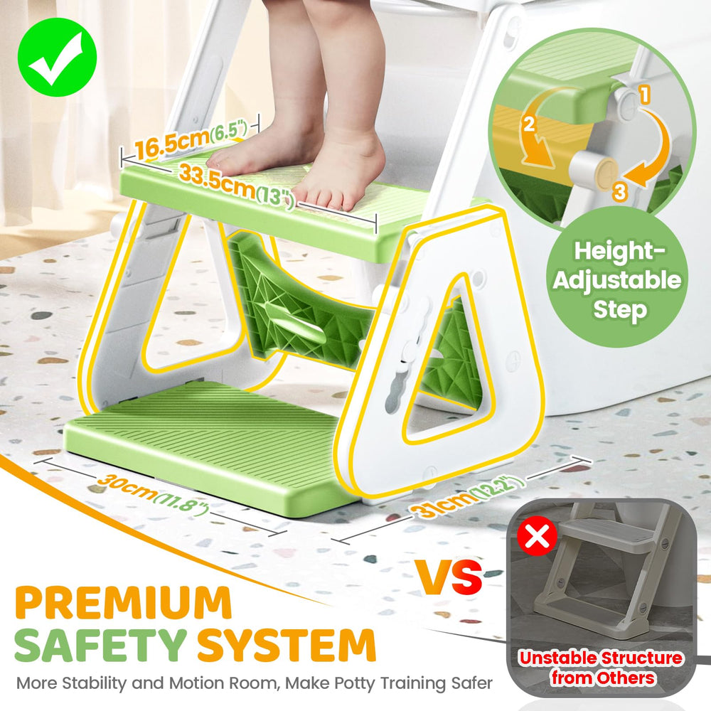 Orzbow Frog Potty Seat height adjustment feature for growing children.