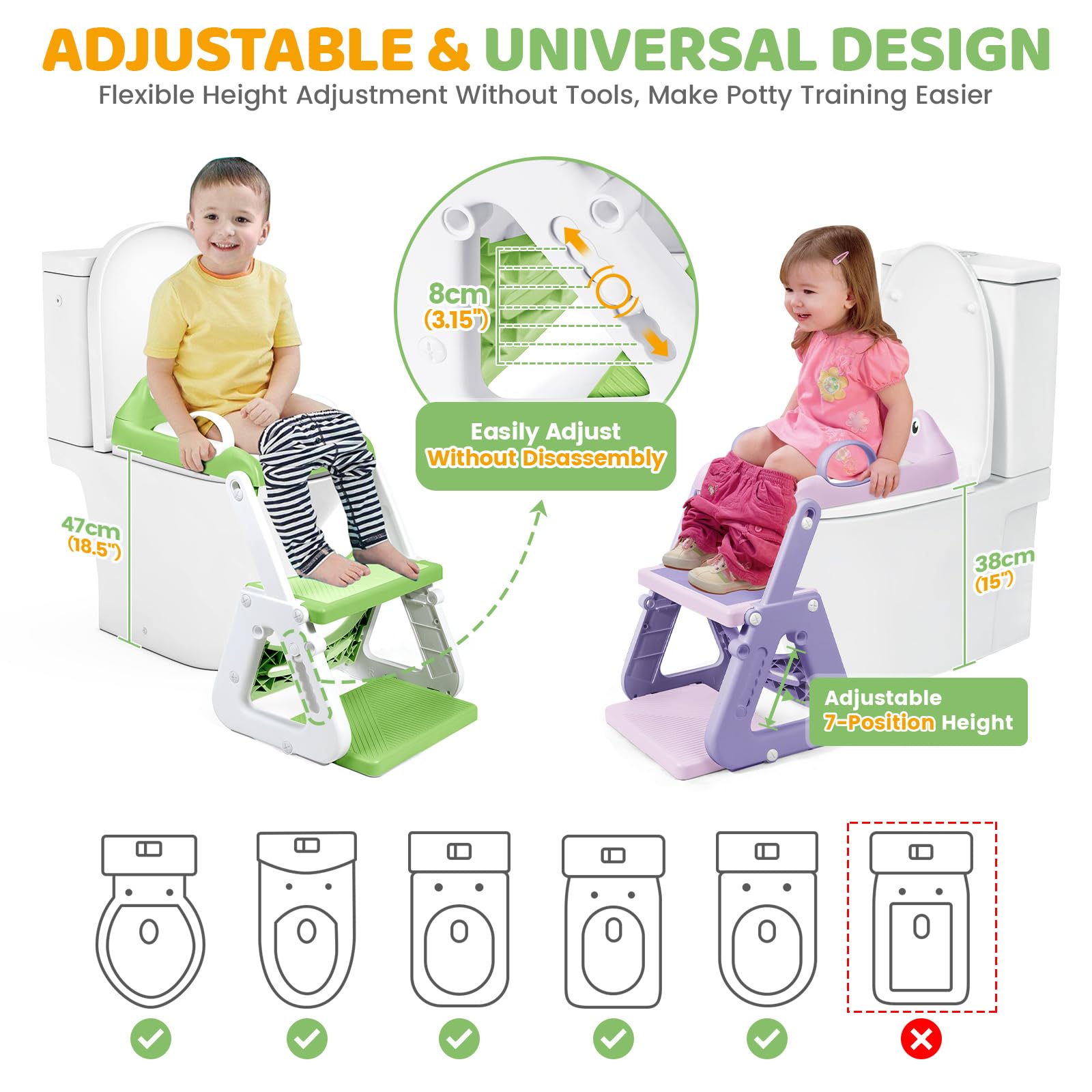 Orzbow Frog Potty Seat non-slip ladder step supports safe climbing.