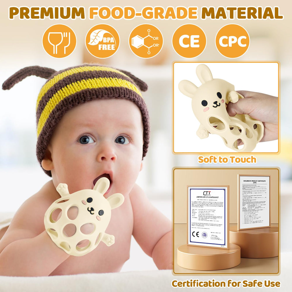 Orzbow grasp-friendly mitten on baby's hand supports easy self-soothing.