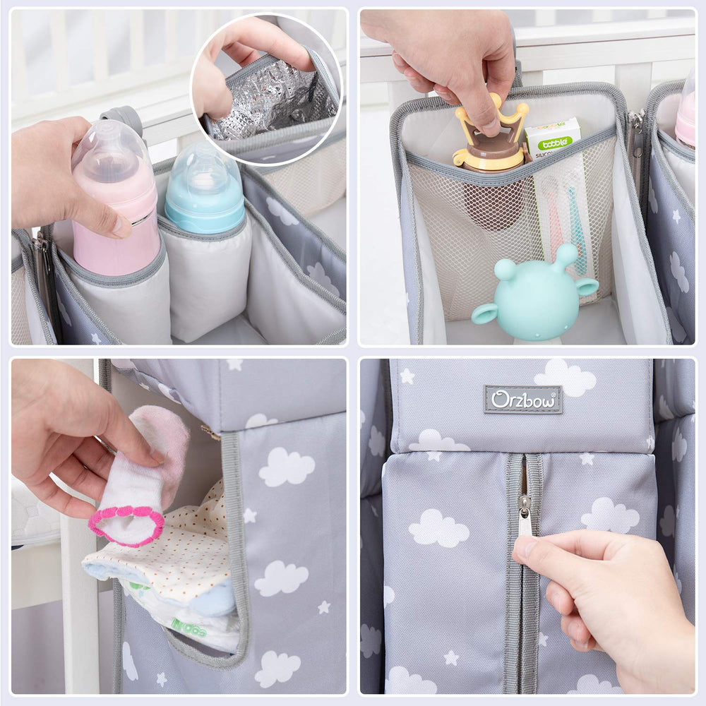 Orzbow large compartments with seven pockets for baby basics.
