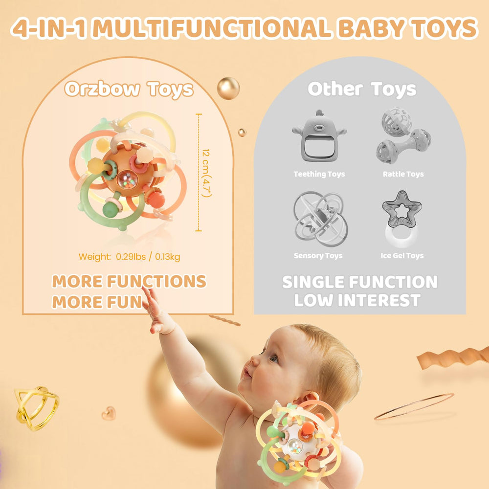 Orzbow Montessori-inspired teether close-up shows varied textures