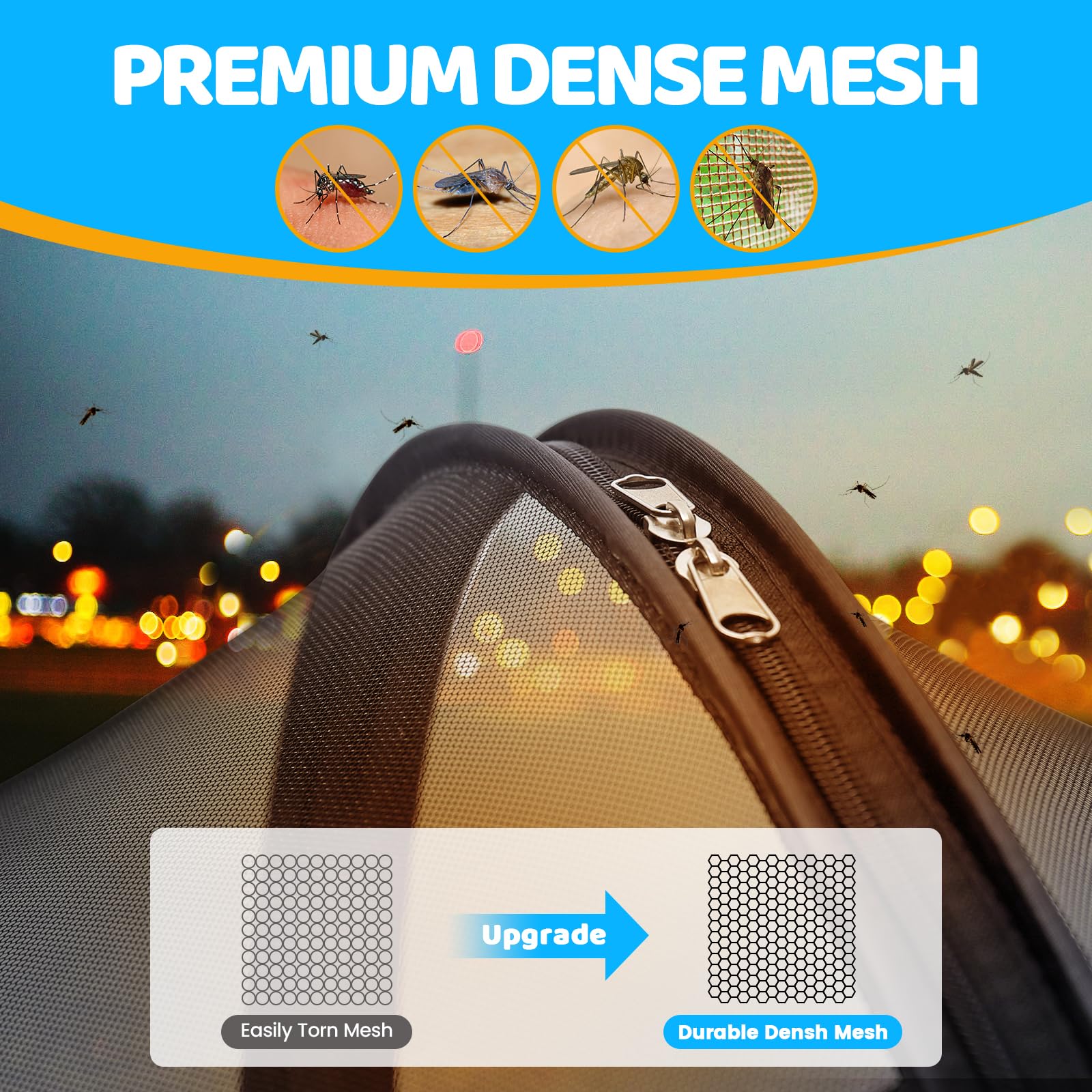 Orzbow dense-mesh close-up highlights tear-resistant fabric for insect protection