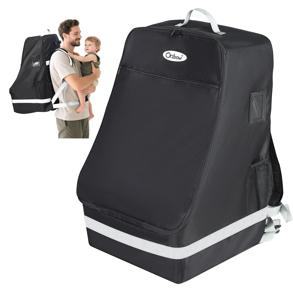 Orzbow padded car seat travel bag front view shows durable fabric and reinforced base for protection.