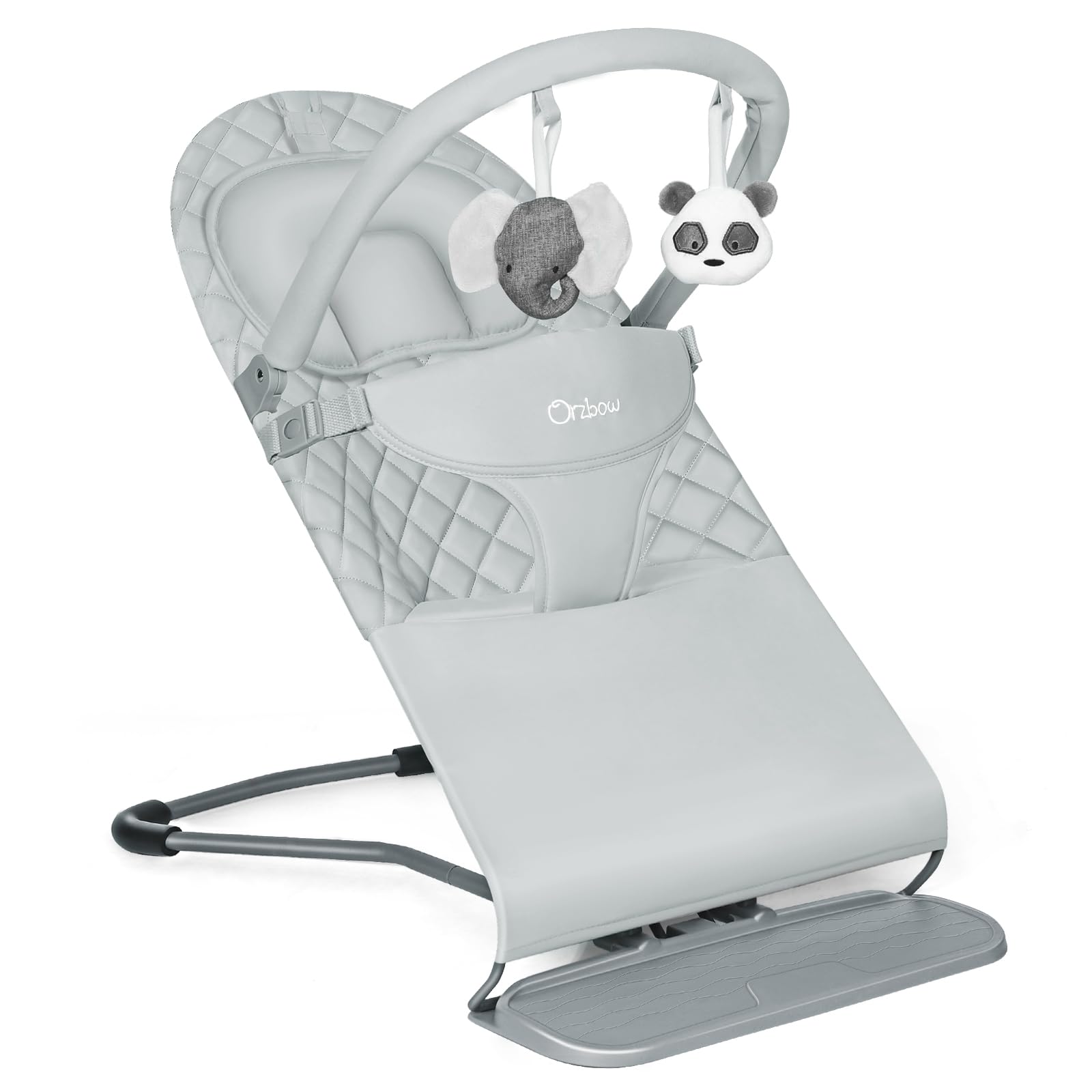 Orzbow portable baby bouncer folded in storage bag for easy home storage.