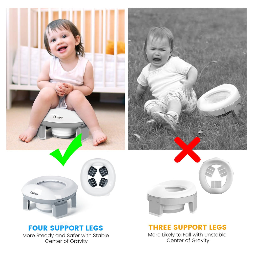 Orzbow portable potty forty-liners keeps cleanup mess-free during outings.