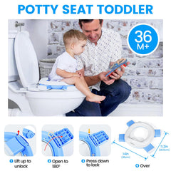 Orzbow Portable Potty folded blue demonstrates compact carry for travel families