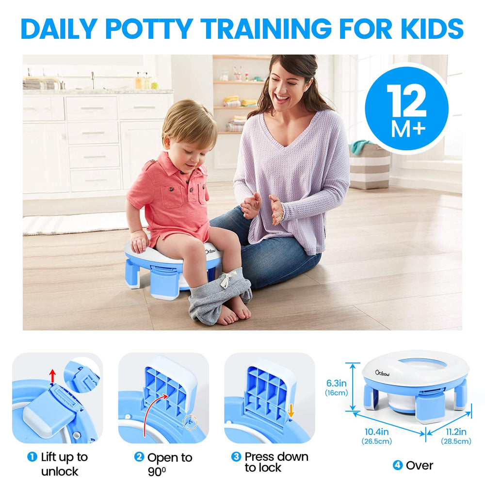 Orzbow Portable Potty splash guard blue highlights reduced splash for mess-free public restroom visits
