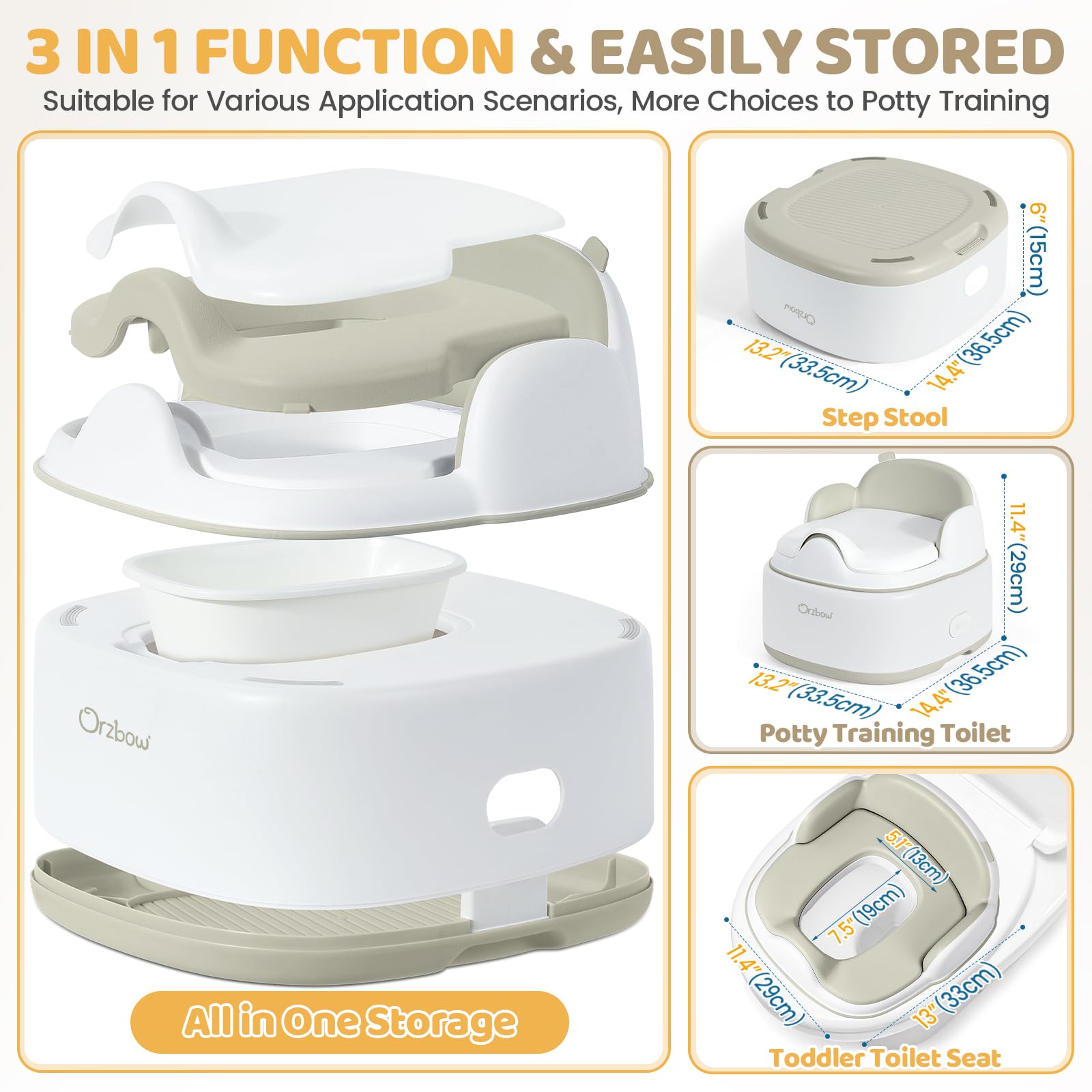 Orzbow potty chair base non-slip highlights stable foundations for beginners