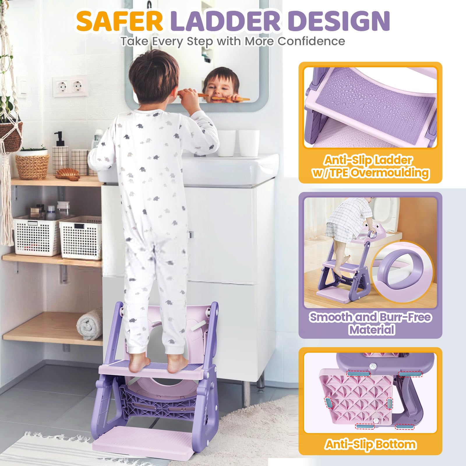 Orzbow Potty Ladder folded for travel demonstrates compact, portable design