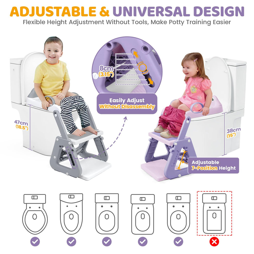 Orzbow Potty Ladder treads closeup demonstrates wide, non-slip steps