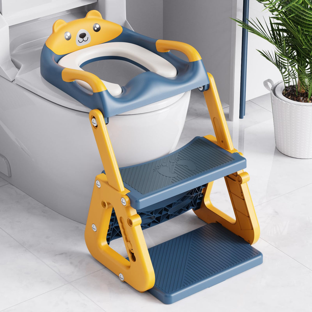 Orzbow potty seat base non-slip provides stability during bathroom use.