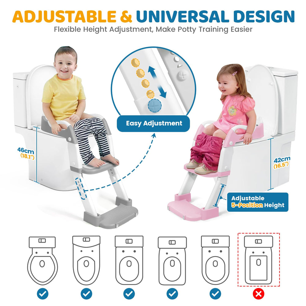 Orzbow training seat adjustable height fits most toilets for growing kids.